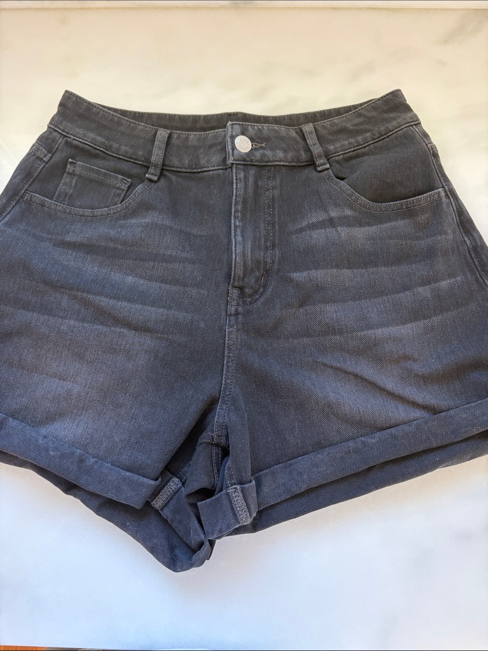 HALARA Black High-Rise Denim Shorts